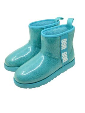 UGG~Classic Clear Mini~Turquoise Blue Womens Waterproof Boots~SHEARLING SIZE 7